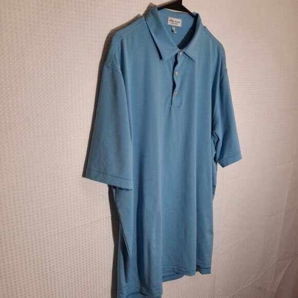 Peter Millar XL Polo Mens Light Blue Stripe Summer Comfort Golf Shirt Stretch - Picture 2 of 6